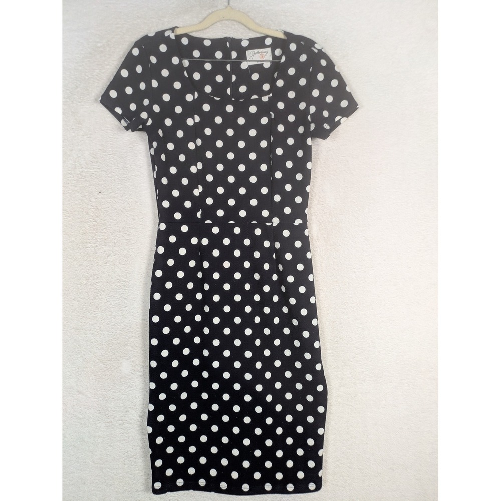 Yellowberry by Mikarose Dress Women's S Navy Polka Dot Square Neck